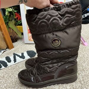 Coach Brown Quilted Winter Boots